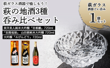 萩ガラス酒器で愉しもう！／萩の地酒3種呑み比べセット