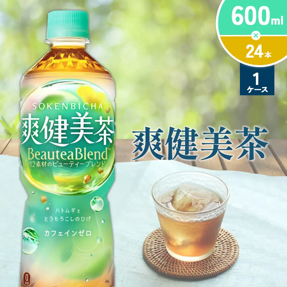 爽健美茶 600ml PET【コカ・コーラ】ペットボトル 1ケース(24本)  セット お茶 カフェインゼロ ノンカフェイン ハトムギ ブレンド茶 宮崎県 えびの市 送料無料
