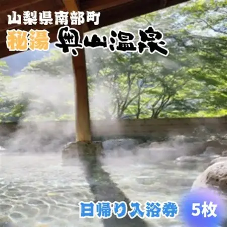 山梨県南部町秘湯「奥山温泉」日帰り入浴券(1名様分)【5枚】【1619542】
