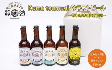 Kuma Tsumugi クラフトビ－ル【飲み比べ４種（Blueberry 02　Dry１本、Blueberry 03　Sour１本、Rice 04　IPA２本、Hony05　White Ale２本）　計６本セット】（041_5001）