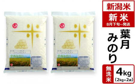 【先行予約・令和8年産新米・8月下旬～発送】新潟米 葉月みのり 無洗米 4kg ヤタらうんめぇお米 水田環境鑑定士在籍[Y0194]