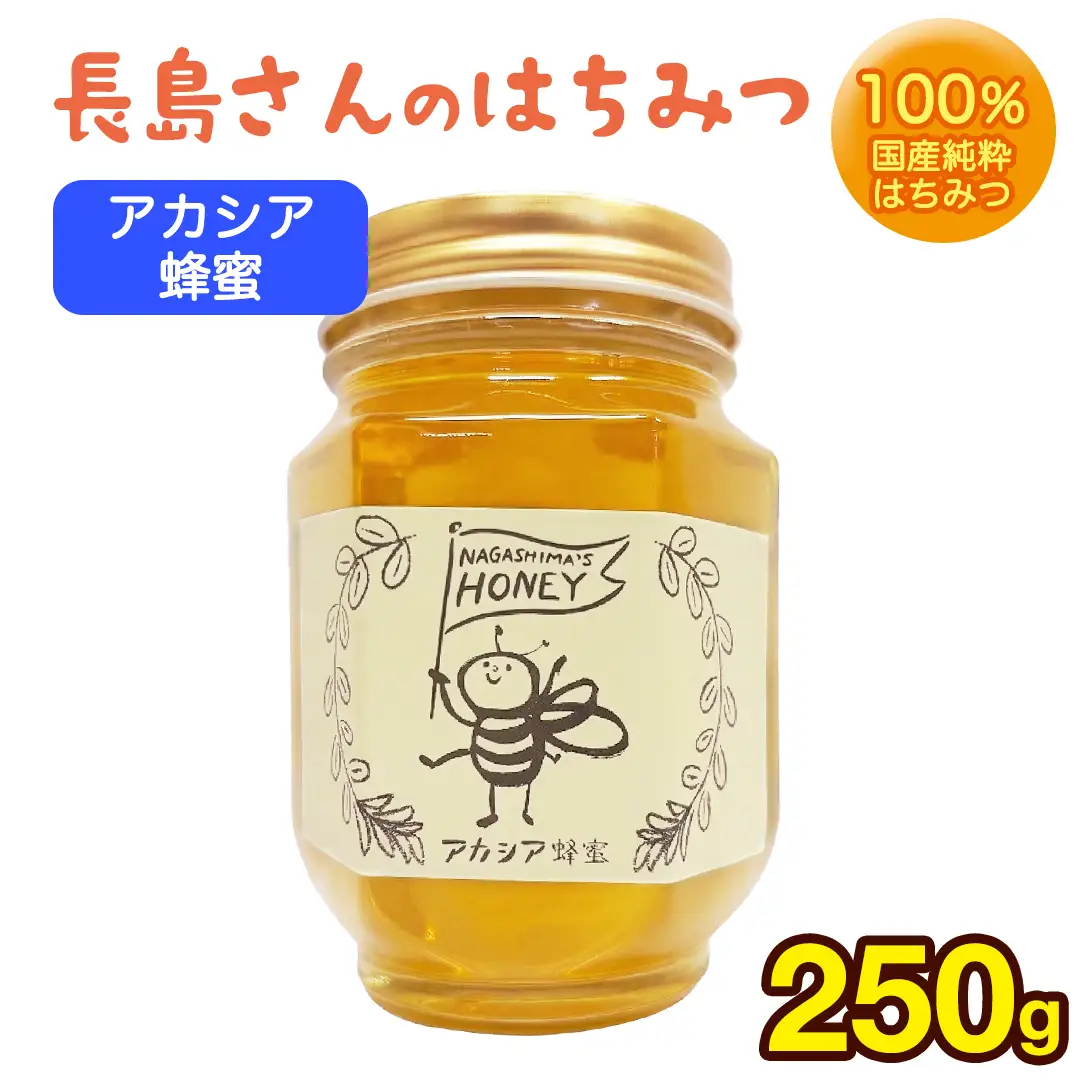 長島さんのはちみつ アカシア蜜 250g ハチミツ 国産蜂蜜 国産純粋はちみつ 蜂蜜 はちみつ ハニー honey 純粋はちみつ 常温 保存 備蓄 防災食 非常食 保存食 産地直送 茨城県 城里町 (BG017)