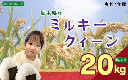 栃木県産 ミルキークイーン 20kg（5kg×4袋）【栃木県共通返礼品】AB | 栃木県 下野市
