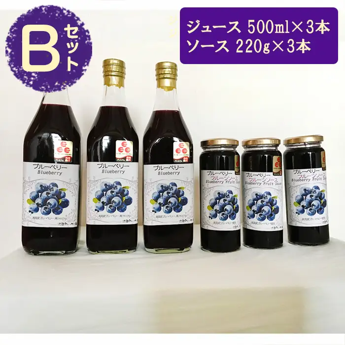 （Ｂセット）ブルーベリージュース・ソースセット【池田ブルーベリー園 生産農家が心を込めた「本物」】  [No.061]