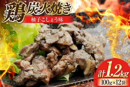 鶏 炭火焼き 柚子こしょう味 100g 12p 計1.2kg [カンショク 宮崎県 日向市 452061283]