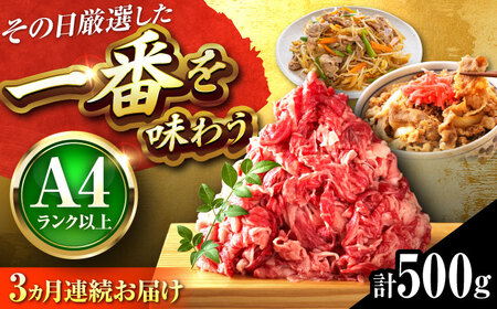 【全3回定期便】博多和牛切り落とし500g[BGAB098] 肉 定期便