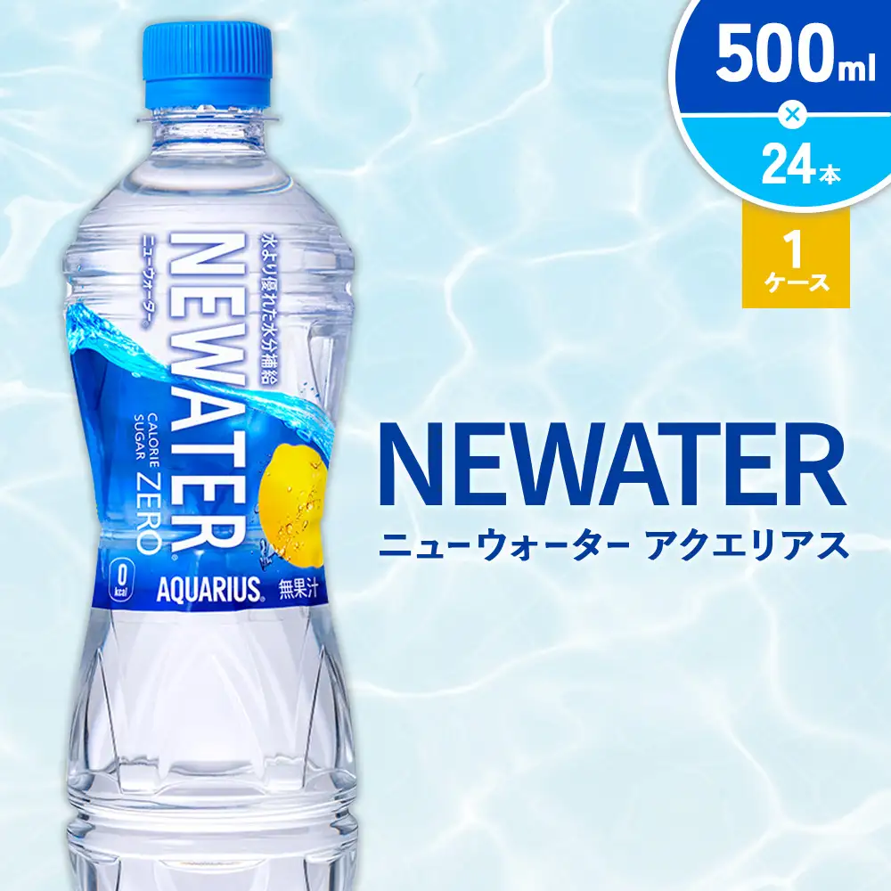 アクエリアス ニューウォーター 500ml PET【コカ・コーラ】ペットボトル 1ケース(24本) セット スポーツドリンク スポドリ カロリーゼロ 熱中症対策 水分補給 清涼飲料水 宮崎県 えびの市 送料無料