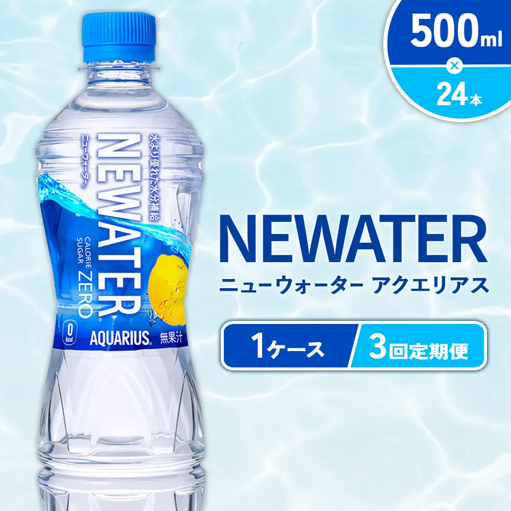 【3回定期便】アクエリアス ニューウォーター 500ml PET【コカ・コーラ】ペットボトル 1ケース(24本) 定期便 3回(72本) セット スポーツドリンク スポドリ カロリーゼロ 熱中症対策 水分補給 清涼飲料水 宮崎県 えびの市 送料無料