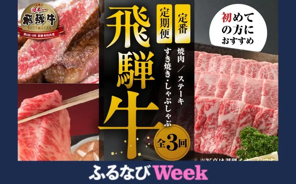 【ふるなびWEEK対象】飛騨牛 定期便 おすすめ全3回 定期便