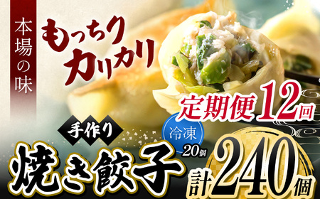 12回 定期便 手作り 焼き餃子  ( 冷凍 )  20個 【 手作り餃子の店 吉春 】 |  冷凍餃子 地元野菜 ・ 国産素材 を使用 