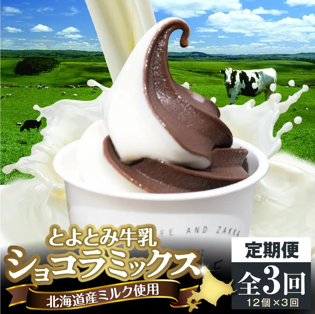 【3か月定期便】とよとみ牛乳ソフトクリーム【ショコラミックス 120ml×12個】