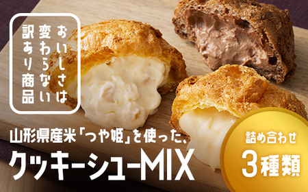 訳あり クッキーシュークリーム 3種詰合せ(カスタード、カカオ、アップル) 20個 ご家庭用 お菓子 洋菓子 小分け スイーツ F2Y-6188