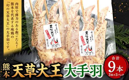 熊本 天草大王 大手羽 9本 （3本×3パック）鶏 鶏肉 地鶏 手羽 バーベキュー キャンプ