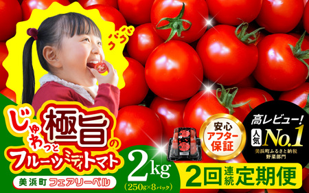 定期便 ≪2ヶ月連続お届け≫ フルーツミディトマト 約2kg(1kg×2箱）× 2回 トマト 野菜  [m37-b005]