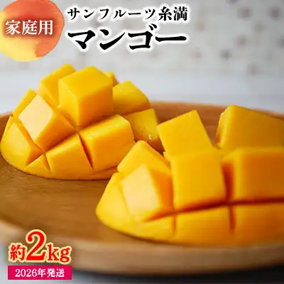 【2026年発送】サンフルーツ糸満のマンゴー家庭用　約2kg 産地直送 先行予約 フルーツ 果物 くだもの アップルマンゴー アップル アーウィン種 濃厚 デザート 贅沢 旬の果物 甘い おすすめ プレゼント 贈答 冷蔵 国産 沖縄 沖縄県産