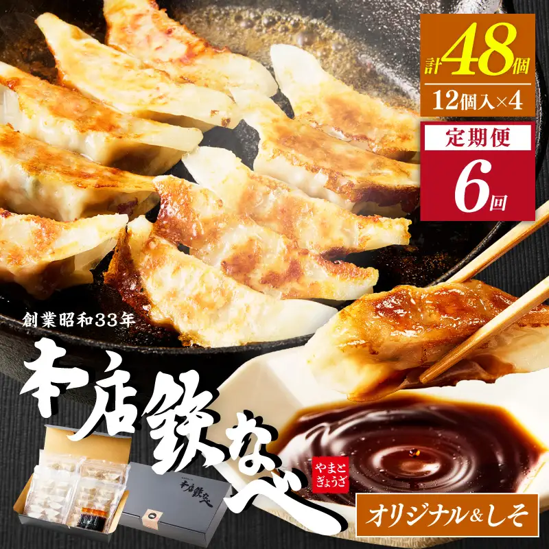 【6回定期便】本店鉄なべ冷凍ぎょうざと冷凍しそぎょうざ48個入り交互にお届け【040-0014】