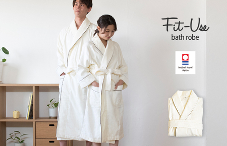 （今治タオルブランド認定）Fit-Useバスローブ　Lサイズ（シンプルアイボリー）【I003460LIV】