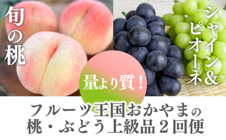 量より質！桃(5-7玉)とピオーネ＆シャインマスカット(特大２房)の2回便(定期便)(岡山県産) 2026年先行予約 【KF-T056-04】