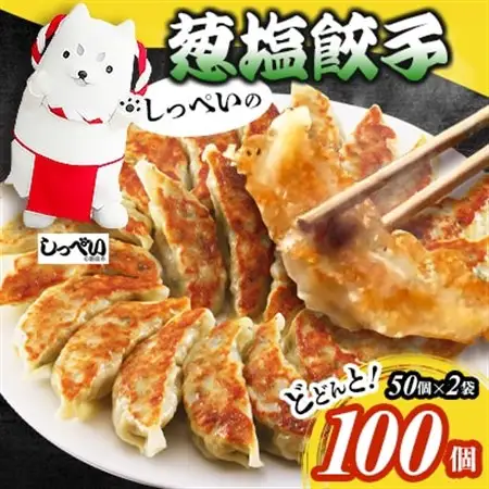 しっぺいの葱塩餃子 100個(50個×2袋)きわだつ旨み!磐田市特産品の長葱使用 国産ぎょうざ 冷凍_餃子 冷凍 大容量_【配送不可地域：離島】【1630487】