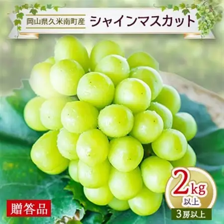 〈2026年発送〉岡山名産【晴王】シャインマスカット2kg以上(3房以上)【贈答品】久米南町産【配送不可地域：離島・北海道・沖縄県】【1016880】