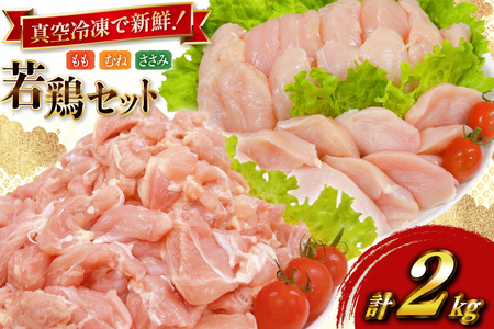 鶏肉 業務用 宮崎県産 若鶏 もも切身 300g 3p むね切身 300g 2p 筋なし ささみ 250g 2p 計 2kg セット [TRINITY 宮崎県 日向市 452061337]