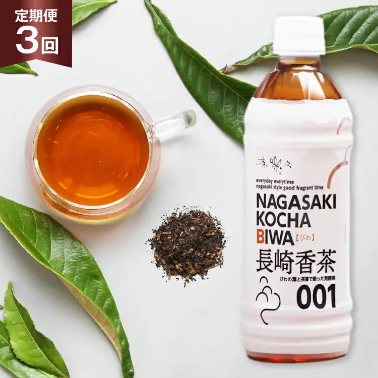 お茶 ペットボトル 定期便 長崎香茶びわ 500ml 24本 3回 総計72本 [サンダイ 長崎県 東彼杵町 hs42bag230002]