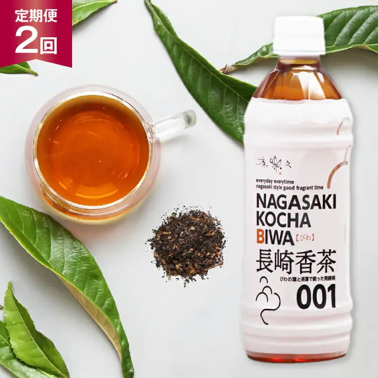 お茶 ペットボトル 定期便 長崎香茶びわ 500ml 24本 2回 総計48本 [サンダイ 長崎県 東彼杵町 hs42bag230003]