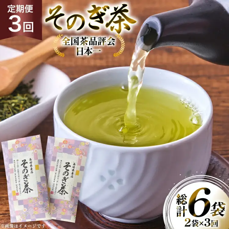 茶 お茶 緑茶 定期便 毎月 そのぎ茶 100g 2袋 3回 総計6袋 [月香園製茶 長崎県 東彼杵町 hs42bag260014]