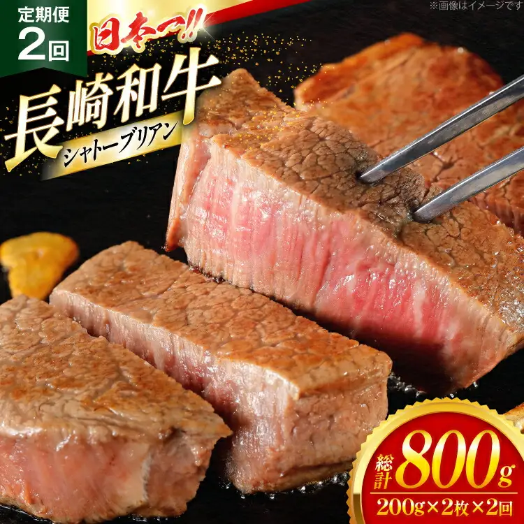 シャトーブリアン 定期便 長崎和牛 シャトーブリアン 200g 2枚 2回 総計800g [大川ストアー 長崎県 東彼杵町 hs42bag580018]