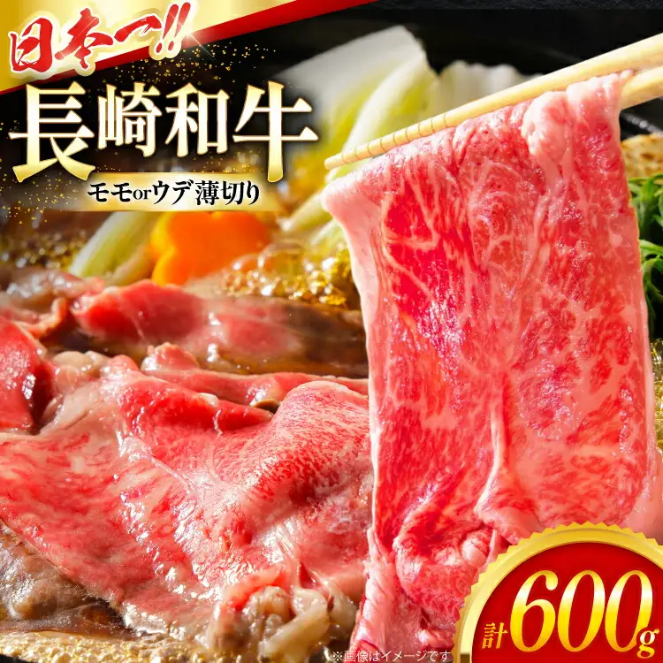 和牛 赤身 薄切り 長崎和牛 モモorウデ薄切り 600g [大川ストアー 長崎県 東彼杵町 hs42bag580061]