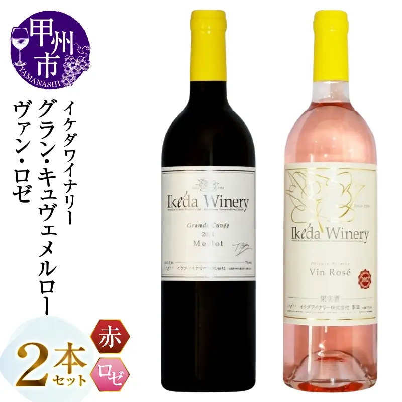 ワイン イケダワイナリー 2本セット【グラン・キュヴェ メルロー / ヴァン・ロゼ】（MG）B18-662