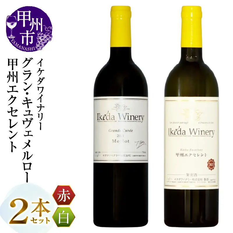 ワイン イケダワイナリー 2本セット【グラン・キュヴェ メルロー / 甲州エクセレント】（MG）B18-659