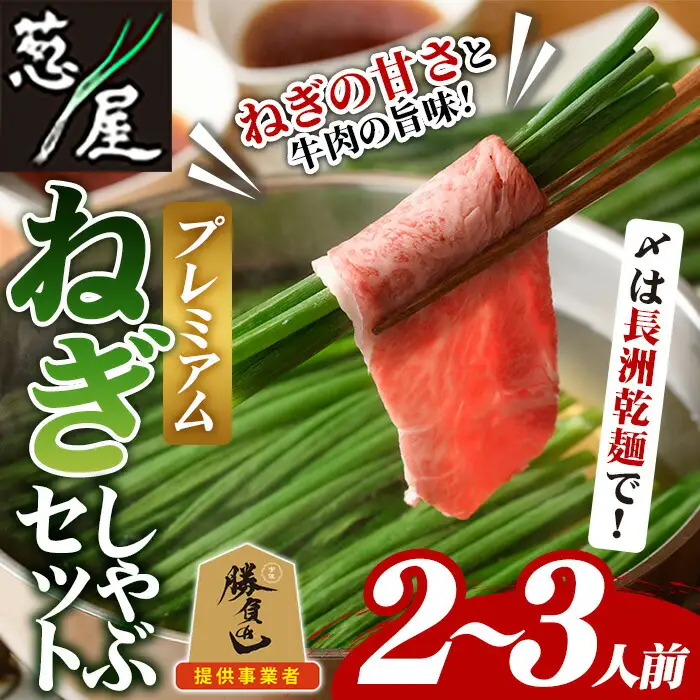 鉄板バル葱屋の ねぎしゃぶセット プレミアム (2～3人前) ねぎしゃぶ しゃぶしゃぶ 牛肉 お肉 鍋セット 乾麺 出汁 だし ポン酢 勝負めし 【110700701】【葱屋おおくぼ】