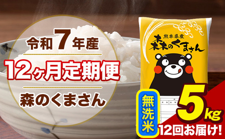 令和7年産 【12ヶ月定期便】森のくまさん 無洗米 5kg 5kg×1袋 計12回お届け《お申込み翌月から出荷》 お米 こめ 熊本県産 ご飯 備蓄