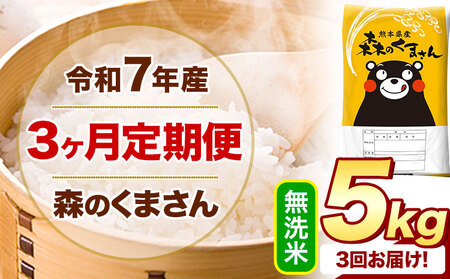 【3ヶ月定期便】令和7年産 無洗米 森のくまさん 5kg(5kg×1袋)《お申し込みの翌月から出荷》