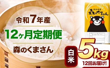 【12ヶ月定期便】令和7年産 白米 森のくまさん 5kg(5kg×1袋)《お申込み翌月から出荷》