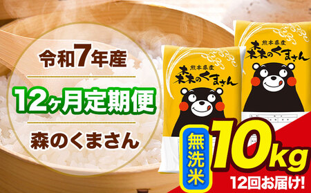 【12ヶ月定期便】無洗米 令和7年産 森のくまさん 10kg 無洗《お申込み翌月から出荷》