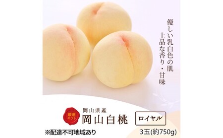 桃 2026年 先行予約 白桃 3玉(約750g)等級：ロイヤル 化粧箱