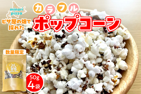 minori pizzaがお届けする【ピザ屋の畑で採れたカラフルポップコーン】　4袋入り 時短調理 スピード調理 簡単 パーティー おやつ お菓子 菓子 しょっぱい 甘い ヘルシー 手軽 ポップコーン アレンジ 北海道 清水町_S032-0018