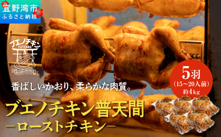 沖縄定番!! 《ブエノチキン》 800g × 5羽 (15～20人前)  やんばる若鶏のローストチキン | 沖縄県産 やんばる若鶏  鶏肉 丸焼き ギフト クリスマス お祝い パーティ 真空 冷蔵 沖縄土産 送料無料 日時指定不可 沖縄県宜野湾市