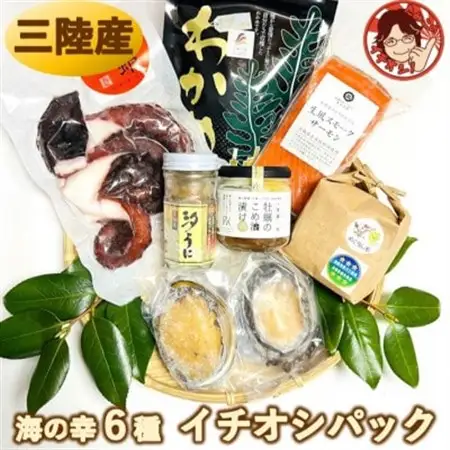 厳選!宮城県南三陸発、豪華・海の幸6種のイチオシパック＆ひとめぼれ精米2合のセット【配送不可地域：離島】【1593037】