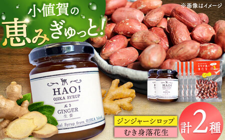 HAO!ジンジャーシロップ（2個）とむき身落花生（5袋）のセット [DAA059]