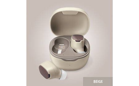 【ベージュ】Bluetooth 5.3 IPX5 防滴 完全ワイヤレス ステレオイヤホン カナルタイプPG-BTE17TW AOS0001VC05