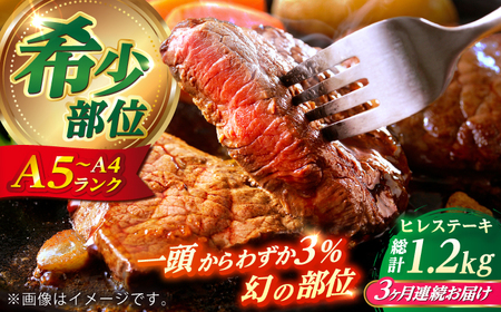 【全3回定期便】 長崎和牛 ヒレ ステーキ 200g×2 【KRAZY MEAT】 A5 A4 冷凍 和牛 肉 牛肉 BBQ[RCQ014]