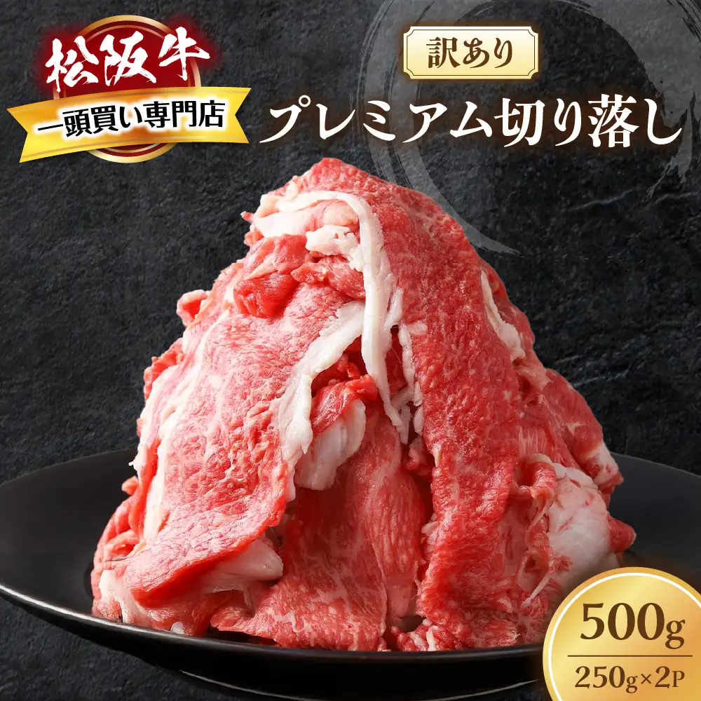 【訳あり】松阪牛 プレミアム 切り落し 500ｇ （250g×2） 訳あり松阪牛