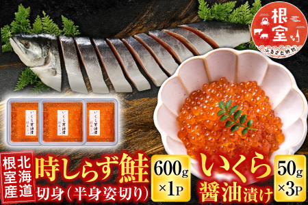 【北海道根室産】時しらず鮭600g×1P・いくら醤油漬け50g×3P C-42094