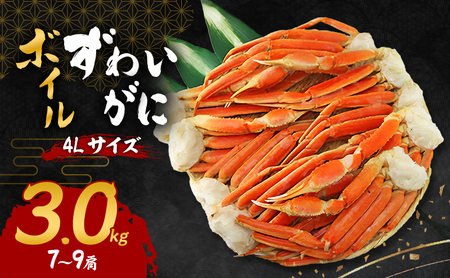 ズワイガニ ボイル 4Lサイズ 3kg (7～9肩) 詰め合わせ セット 蟹 カニ ボイルズワイガニ ボイル蟹 茹で 冷凍 カニ足 かにしゃぶ 焼きカニ BBQ 海の幸 魚介 魚介類 海鮮 大阪 大阪府 岸和田市