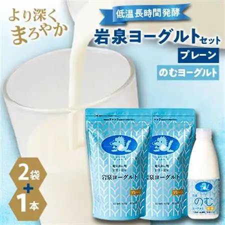 岩泉ヨーグルト(プレーン1kg×2袋)・のむヨーグルト(720ml×1本)セット【配送不可地域：離島】【1637655】