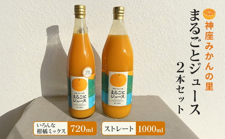 神座みかんの里 まるごとジュース 2本セット（ストレート 1000ml/いろんな柑橘ミックス 720ml 各1本）ジュース みかんジュース 飲み比べ 島田市 静岡県