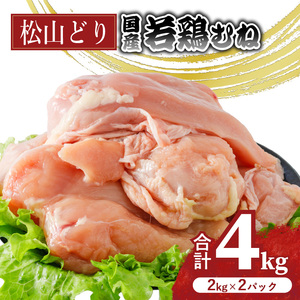鶏肉 松山どり むね 2kg×2パック 計4kg 鶏肉 国産 小分け【とり 地鶏にも負けない】